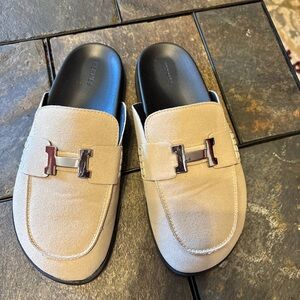 Elegant Beige Mules with Signature Buckle